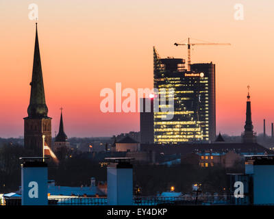 Panorama von Riga aus einem Gebäude Dach Stockfoto