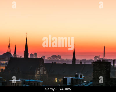 Panorama von Riga aus einem Gebäude Dach Stockfoto