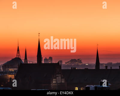 Panorama von Riga aus einem Gebäude Dach Stockfoto