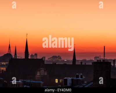 Panorama von Riga aus einem Gebäude Dach Stockfoto