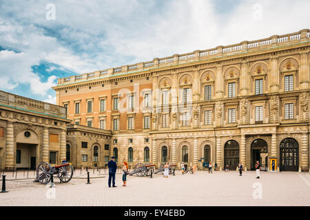 Der Palast in Gamla Stan in Stockholm, Schweden, wo König Carl XVI. Gustaf sein Büro arbeiten hat. Königspalast in Stockholm Stockfoto