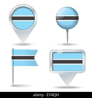 Karte-Pins mit Flagge von Botswana - Vektor-illustration Stock Vektor