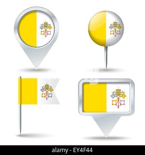 Karte-Pins mit Flagge von Heiliger Stuhl (Vatikanstadt) - Vektor-illustration Stock Vektor