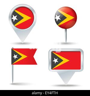 Karte-Pins mit Flagge von Timor-Leste - Vektor-illustration Stock Vektor