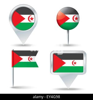 Karte-Pins mit Flagge der Westsahara - Vektor-illustration Stock Vektor