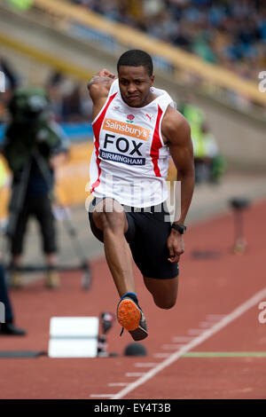 Nathan FOX im Wettbewerb im Dreisprung der Herren, 2014 Sainsbury's British Championships Birmingham Alexander Stadium UK Stockfoto