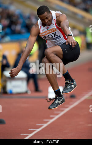 Nathan FOX im Wettbewerb im Dreisprung der Herren, 2014 Sainsbury's British Championships Birmingham Alexander Stadium UK Stockfoto