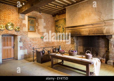 Küche des Chateau Clos Luce - Haus von Leonardo da Vinci von 1516-1519, Amboise, Indre-et-Loire, Frankreich Stockfoto