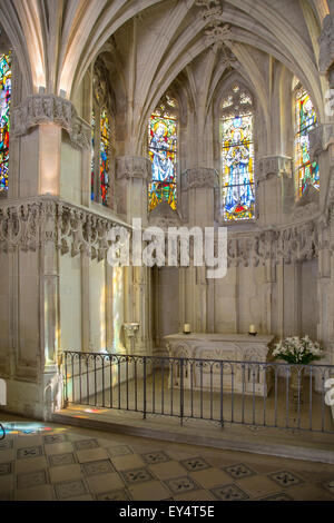 Innenraum der Kapelle Saint-Hubert - Grab von Leonardo da Vinci, Chateau Amboise, Loire-et-Indre, Frankreich Stockfoto