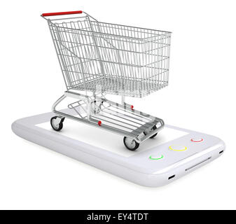 Warenkorb auf smartphone Stockfoto