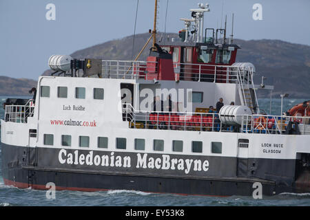 Fähre, Loch Buide, Caledonian MacBrayne, Glasgow angehören. Durchführung von Fionnphort, Mull, Ronain, Iona zu portieren. Schottland. Stockfoto