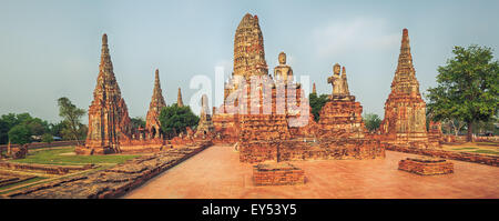 Wat Chaiwatthanaram. Geschichtspark Ayutthaya. Panorama Stockfoto