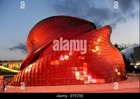 Italien Mailand Expo Pavillon Yanke im freien nachts 2015, Architektur, Gebäude, Stadt, bunten, Bau, Europa, europäische, Stockfoto