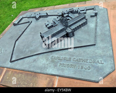 Bronzemodell, Carlisle Cathedral, Priory 1540, 7 Abbey St, Cumbria, ENGLAND, GROSSBRITANNIEN, CA3 8TZ Stockfoto