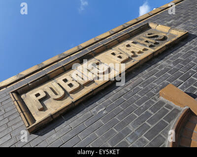 Warrington öffentliche Bäder Zeichen, Cheshire, England, Vereinigtes Königreich Stockfoto