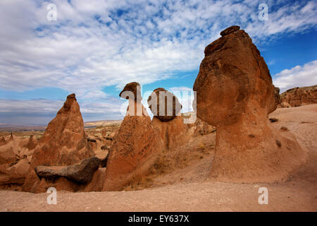 Devrent-Tal, wo Sie einige der seltsamsten Felsformationen ("Feenkamine") von Kappadokien, Nevsehir, Türkei finden Stockfoto