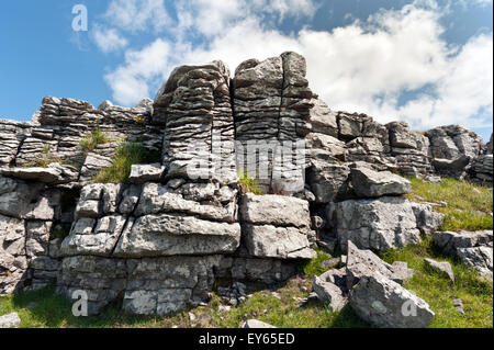 Kalkstein Klippen in der Höhe, in der Nähe von Malham Tarn, North Yorkshire, UK Stockfoto