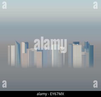 Büro-Hochhaus Stadtgebäude im Smog, Vektor-illustration Stock Vektor