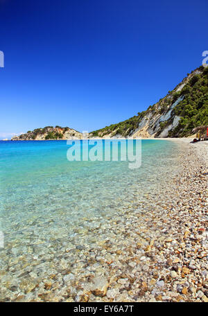 Gidaki Strand, der schönste Strand von Ithaka ("Ithaki") Insel, Ionisches Meer, Nordteil ("sieben Inseln"), Griechenland. Stockfoto