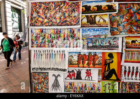 Kapstadt Südafrika,Stadtzentrum,Zentrum,Saint St. George's Fußgängerzone Mall,Kunst,Display Verkauf Verkäufer Verkäufer Stände Stand Markt Markt Markt,Pai Stockfoto