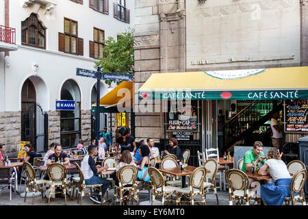 Kapstadt Südafrika,Stadtzentrum,Zentrum,Green Market Square,Restaurant Restaurants Essen Essen Essen Cafe Cafés,Außenterrasse Tische,Tische,C Stockfoto