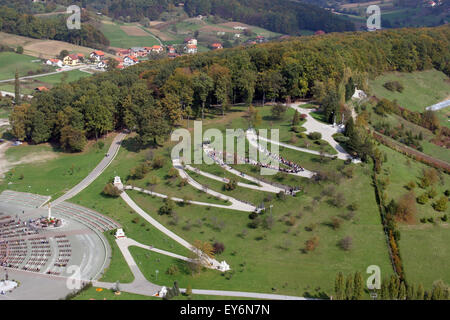 Der Kreuzweg in kroatischen Nationalheiligtum der Jungfrau Maria am Sep 14, 2013 in Marija Bistrica, Kroatien Stockfoto