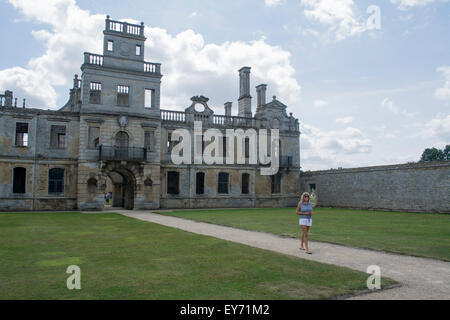 Fassade des Kirby Hall, Northamptonshire, UK Stockfoto