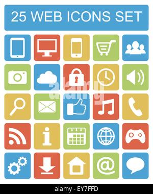 Farbige flache Web Icons set auf weißem Hintergrund Stock Vektor