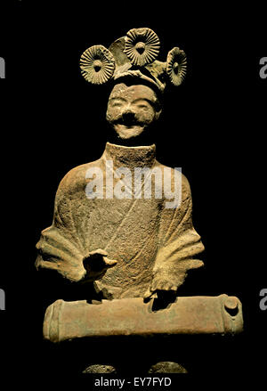 Keramik Figur spielen laute, östlichen Han AD 25-220 Shanghai Museum alter chinesischer Kunst China Stockfoto