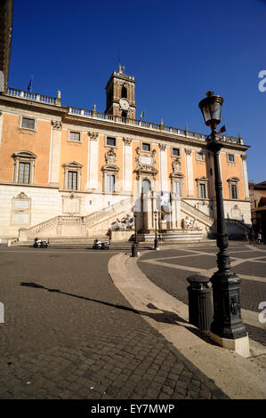 Italien, Rom, Piazza del Campidoglio, Palazzo Senatorio Stockfoto