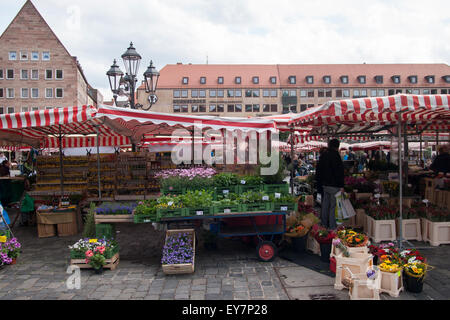 Markt Stände Hauptmarkt Nürnberg Stockfoto