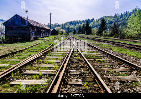 Eisenbahnen in rumänische Landschaft Stockfoto