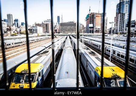 Die Westseite Güterbahnhof für Pennsylvania Station in New York City von der Highline Stockfoto