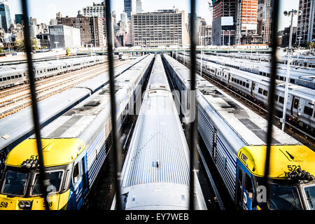 Die Westseite Güterbahnhof für Pennsylvania Station in New York City von der Highline Stockfoto