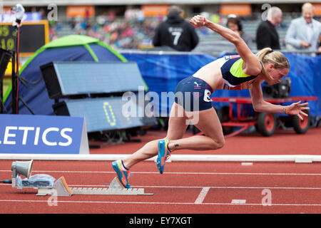 Eilidh Kind Frauen 400m Hürden Finale 2014 Sainsbury britischen Meisterschaften Birmingham Alexander Stadion UK Stockfoto