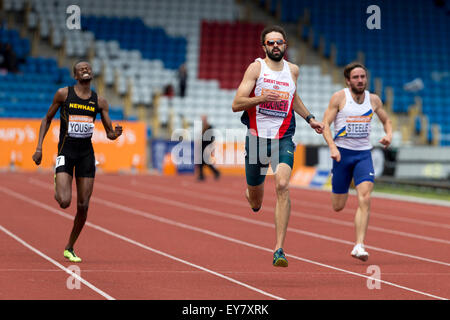 Rabah YOUSIF BKHEIT, Martyn ROONEY & Andrew STEELE Männer 400m Finale 3 2014 Sainsbury britischen Meisterschaften Birmingham Alexander Stadion UK Stockfoto