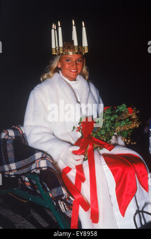 Miss Lucia in Skansen Park am 13. Dezember in Stockholm Stockfoto