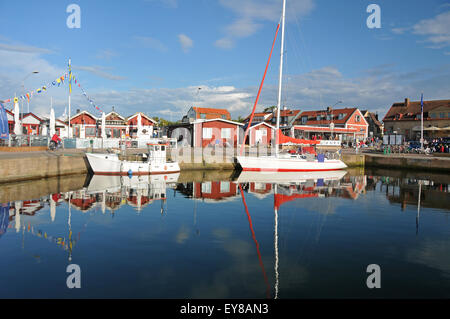 Hafen und Boote an der Westküste Dorf von Torekov in Skane in Südschweden Stockfoto