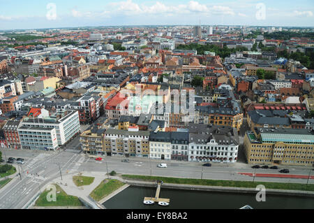 Übersicht über Malmö, die bevölkerungsreichste Stadt in Skåne Grafschaft und die drittgrößte Stadt in Schweden Stockfoto