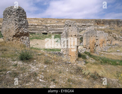 Spanien. Kastilien-León. Clunia. Antike römische Stadt. Die Ruinen. Stockfoto