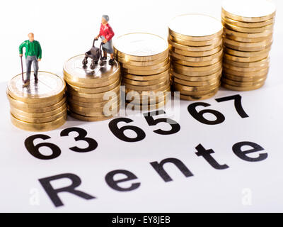 Symbolische Foto für eine Rente mit 63, 65 oder 67 Jahren. Stockfoto