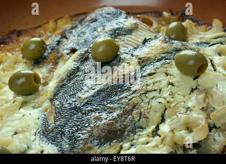 Scholle gebacken - Fisch Gericht hautnah Stockfoto