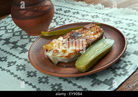 Gegrilltes Steak Kabeljau in der skandinavischen Küche Stockfoto