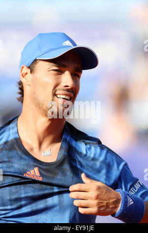 Umag, Kroatien. 24. Juli 2015. (Italien) Fabio Fognini während die Singles match Fognini V Sousa in der ATP 26. Konzum Croatia Open Umag Turnier im Stadion Stella Maris, am 24. Juli 2015 in Umag. Bildnachweis: Andrea Spinelli/Alamy Live-Nachrichten Stockfoto