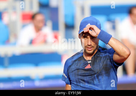 Umag, Kroatien. 24. Juli 2015. (Italien) Fabio Fognini während die Singles match Fognini V Sousa in der ATP 26. Konzum Croatia Open Umag Turnier im Stadion Stella Maris, am 24. Juli 2015 in Umag. Bildnachweis: Andrea Spinelli/Alamy Live-Nachrichten Stockfoto