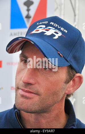 Portsmouth, Hampshire, UK - 23. Juli 2015-Pressekonferenz der Skipper von den sechs teams die Teilnahme an den Louis Vuitton America Cup World Series Portsmouth racing. Sir Ben Ainslie Skipper des Eintrags britische Land Rover BAR Kredit: Gary Blake Alamy Live News Stockfoto