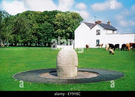 Turoe-Stein, Bullaun, County Galway, Irland; Granit-Stein im keltischen Stil eingerichtet Stockfoto