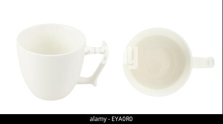 Weiße Keramik Tasse isoliert Stockfoto