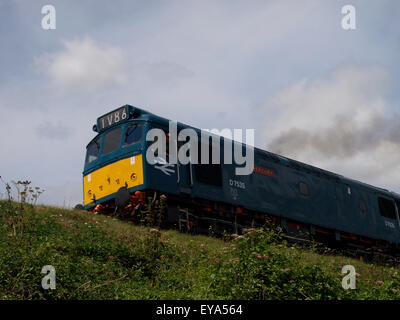 Klasse 25 Diesel-Motor, D7535 Quecksilber auf der The Dartmouth Steam Railway Linie bei Goodrington Sands, Paignton, Devon, UK Stockfoto