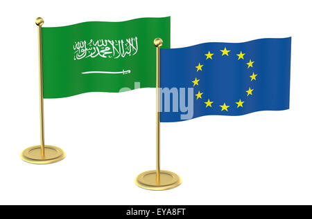 Treffen EU mit Saudi Arabien Konzept isoliert auf weißem Hintergrund Stockfoto